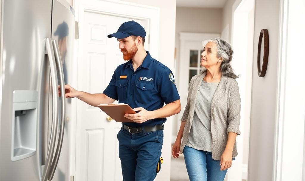 experience appliance repairman reviews condition of refrigerator with customer experience appliance repairman reviews condition of refrigerator with customer