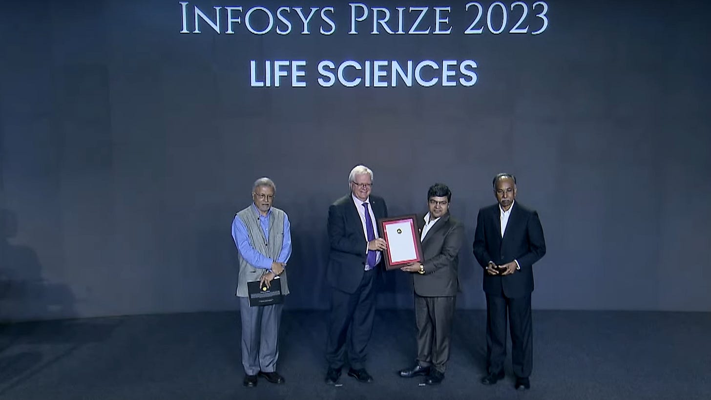Arun Kumar Shukla recieving the Infosys Prize 2023 Arun Kumar Shukla recieving the Infosys Prize 2023