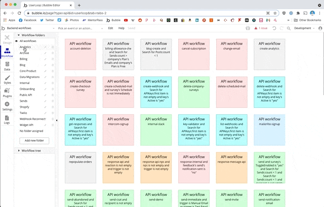 Backend Workflows are much easier to manage when you use folders.