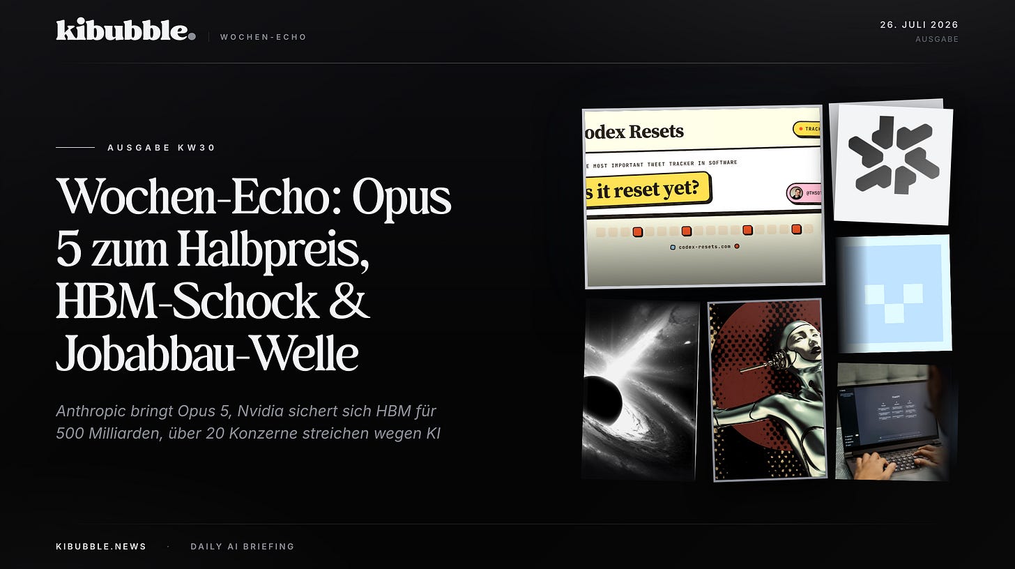 Wochen-Echo: Opus 5 zum Halbpreis, HBM-Schock & Jobabbau-Welle