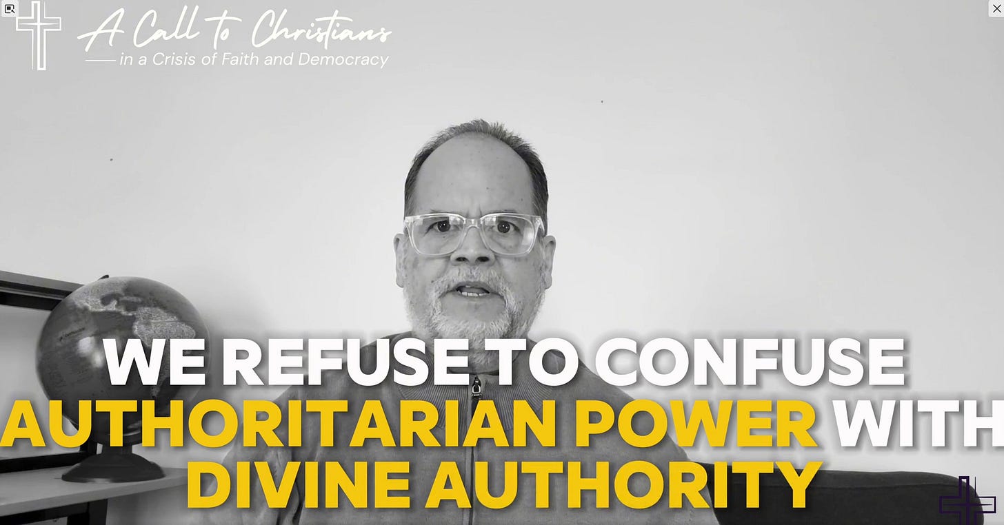 Black-and-white image of main overlaid with text about authoritarian power and divine authority Black-and-white image of main overlaid with text about authoritarian power and divine authority