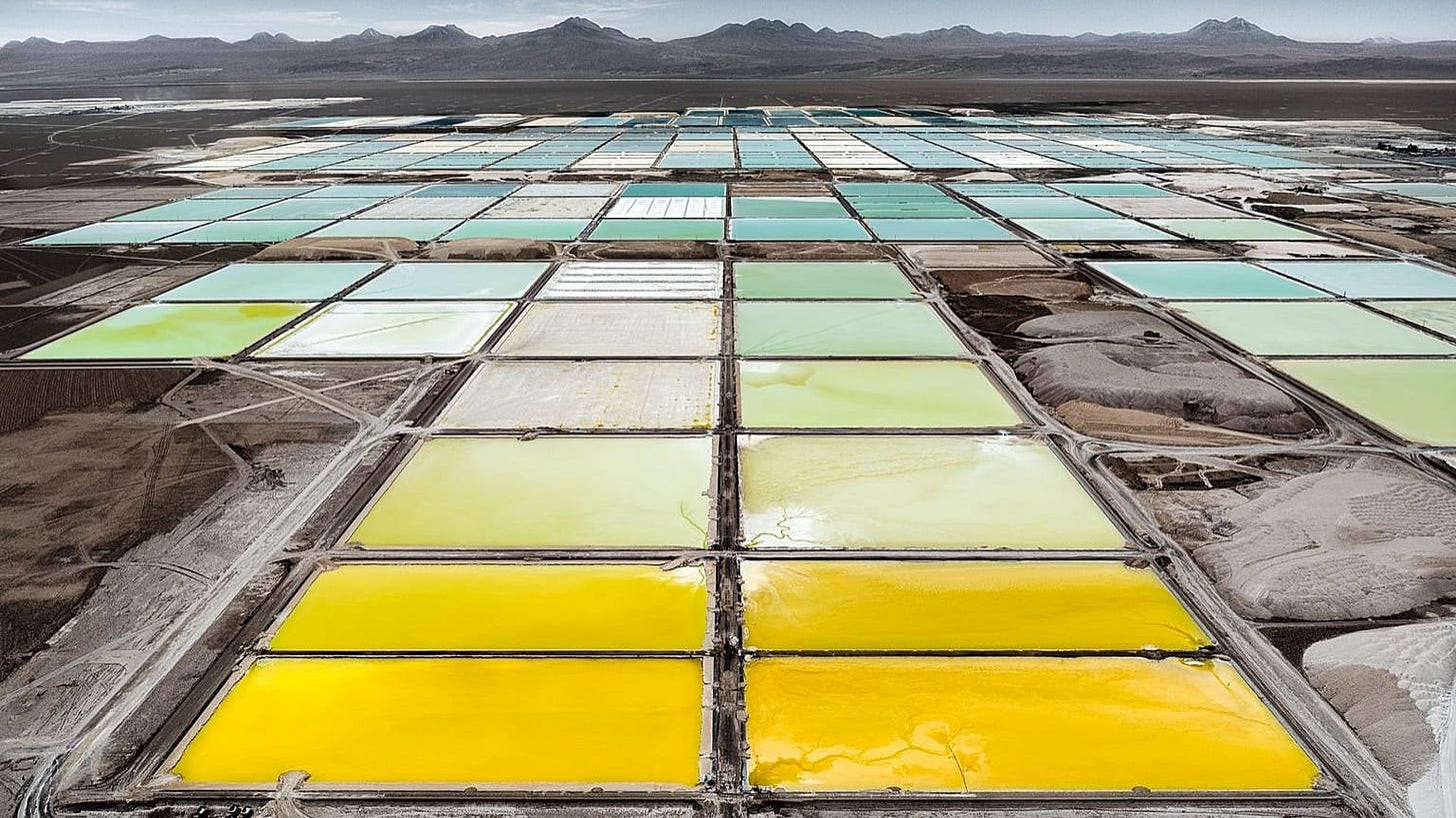 'Lithium Fields' in the Salar de Atacama salt flats in northern Chile. 'Lithium Fields' in the Salar de Atacama salt flats in northern Chile.