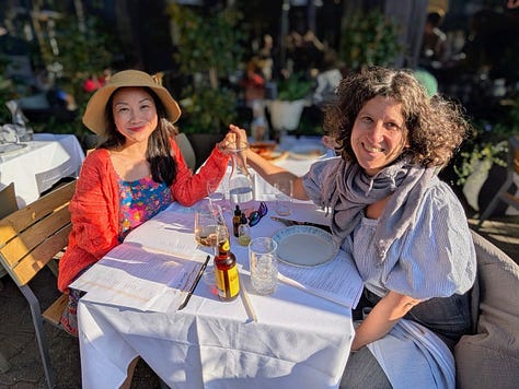 Sarah visits with friends in California