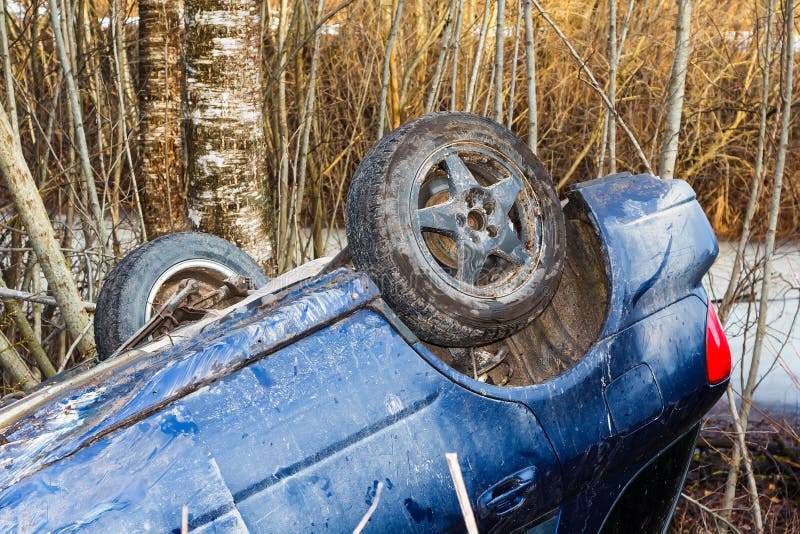 Car Accident on the Slippery Road in Early March Stock Image - Image of ...