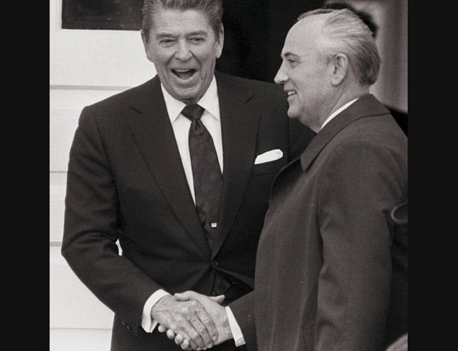 Reagan and Gorbachev in Reyjkavik. The world has changed out of recognition since then.