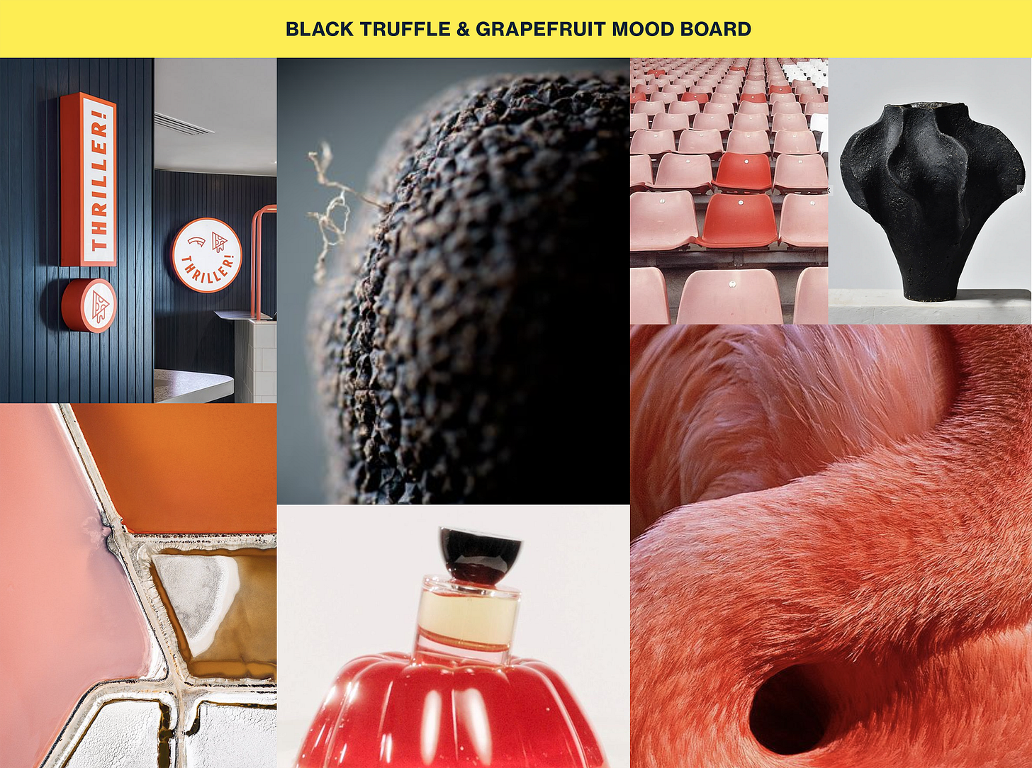 photos of black truffle shades and grapefruit pinks
