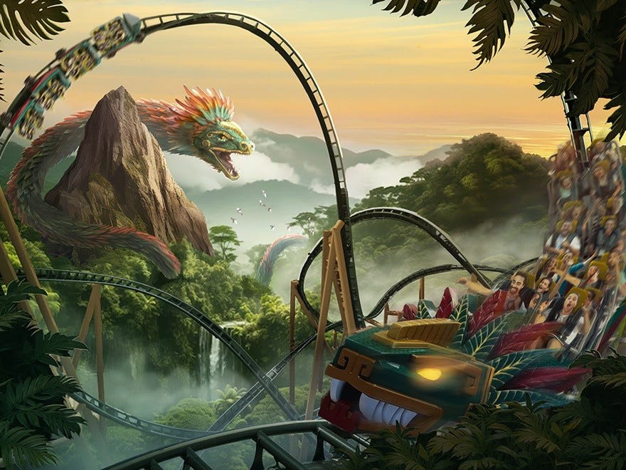 Rendering of Tecuani Beast coaster at BON Luxury Theme Park
