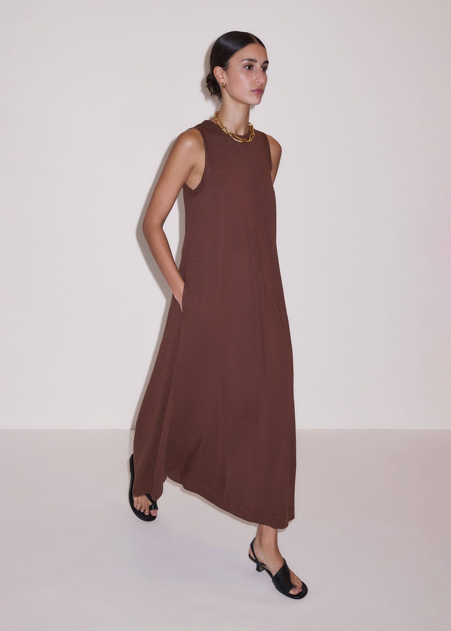 ME+EM Maxi Swing Dress | Cinnamon Brown  | Image 1