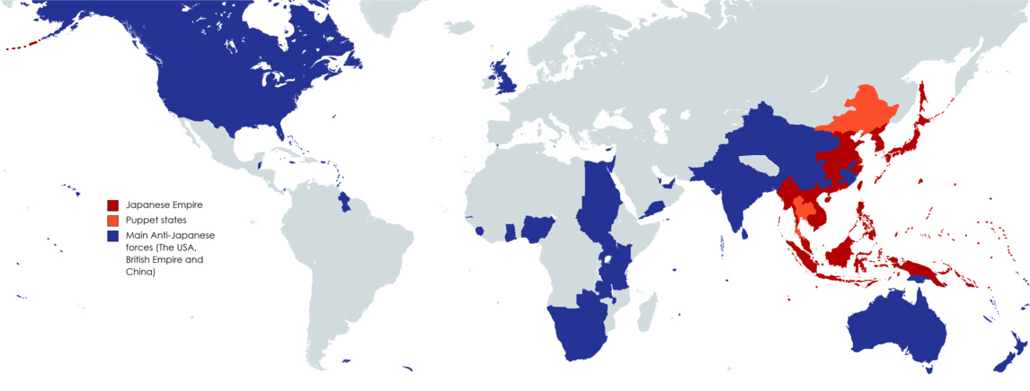 The Japanese Empire at it's greatest extent (mid-1942) : r/MapPorn