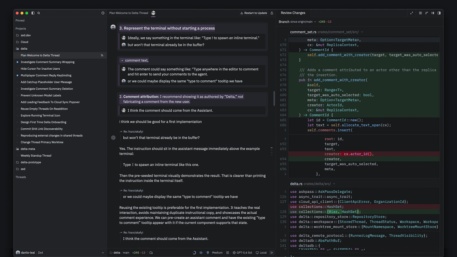 Delta, a multiplayer environment for coding with agents and reviewing what they build. Delta, a multiplayer environment for coding with agents and reviewing what they build.