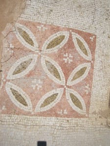 Some of the intricate mosaics, which are still intact, despite the site's lack of roof.