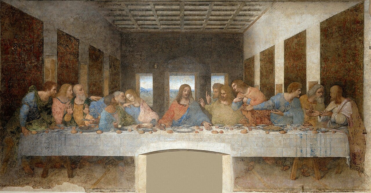 Last Supper table with bread Last Supper table with bread