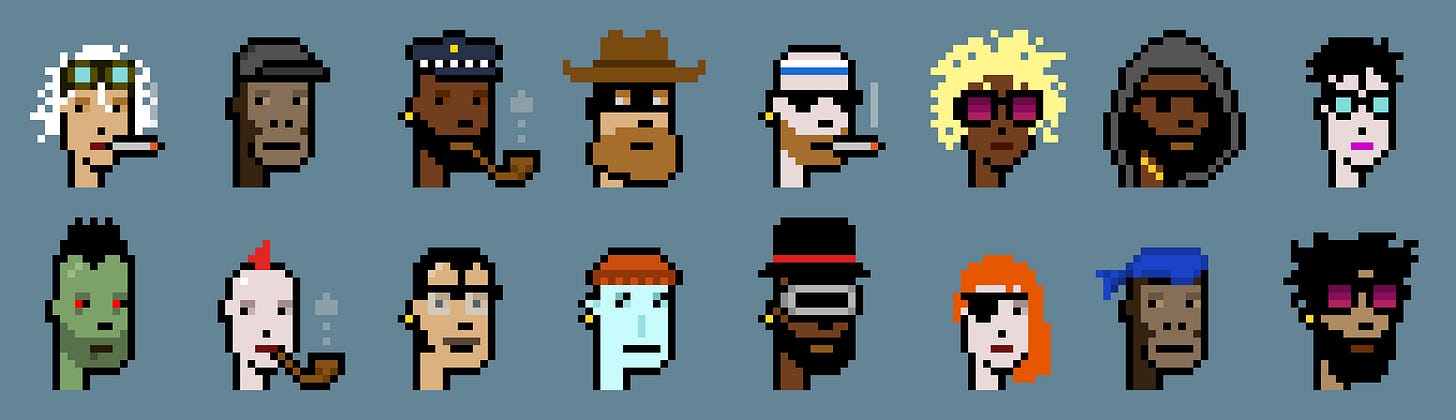 A gallery of CryptoPunks