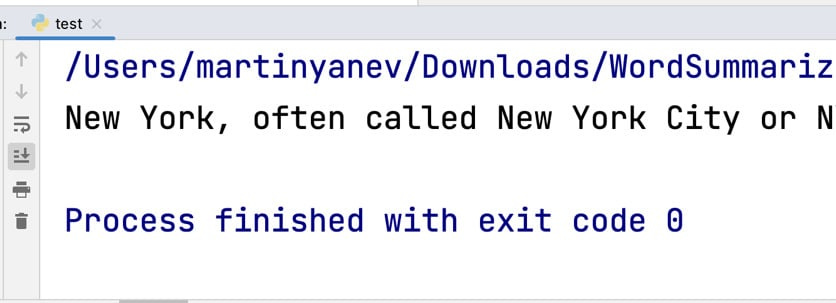 Figure 6.1 – Word text extraction console output
