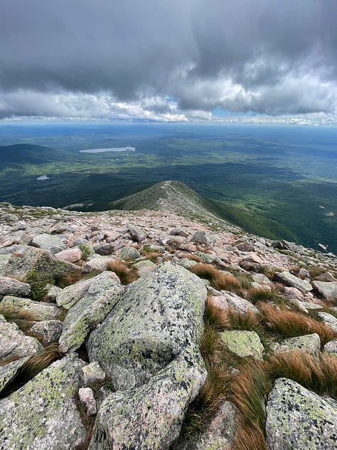Hiking Pamola Peak, Knife Edge Trail, Chimney Peak, Dudley Trail, Maine North Woods, Maine Wilderness