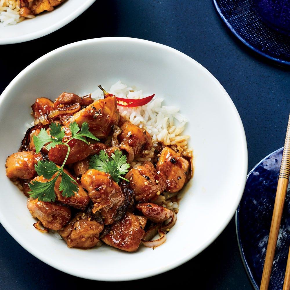 Caramelized Black Pepper Chicken.