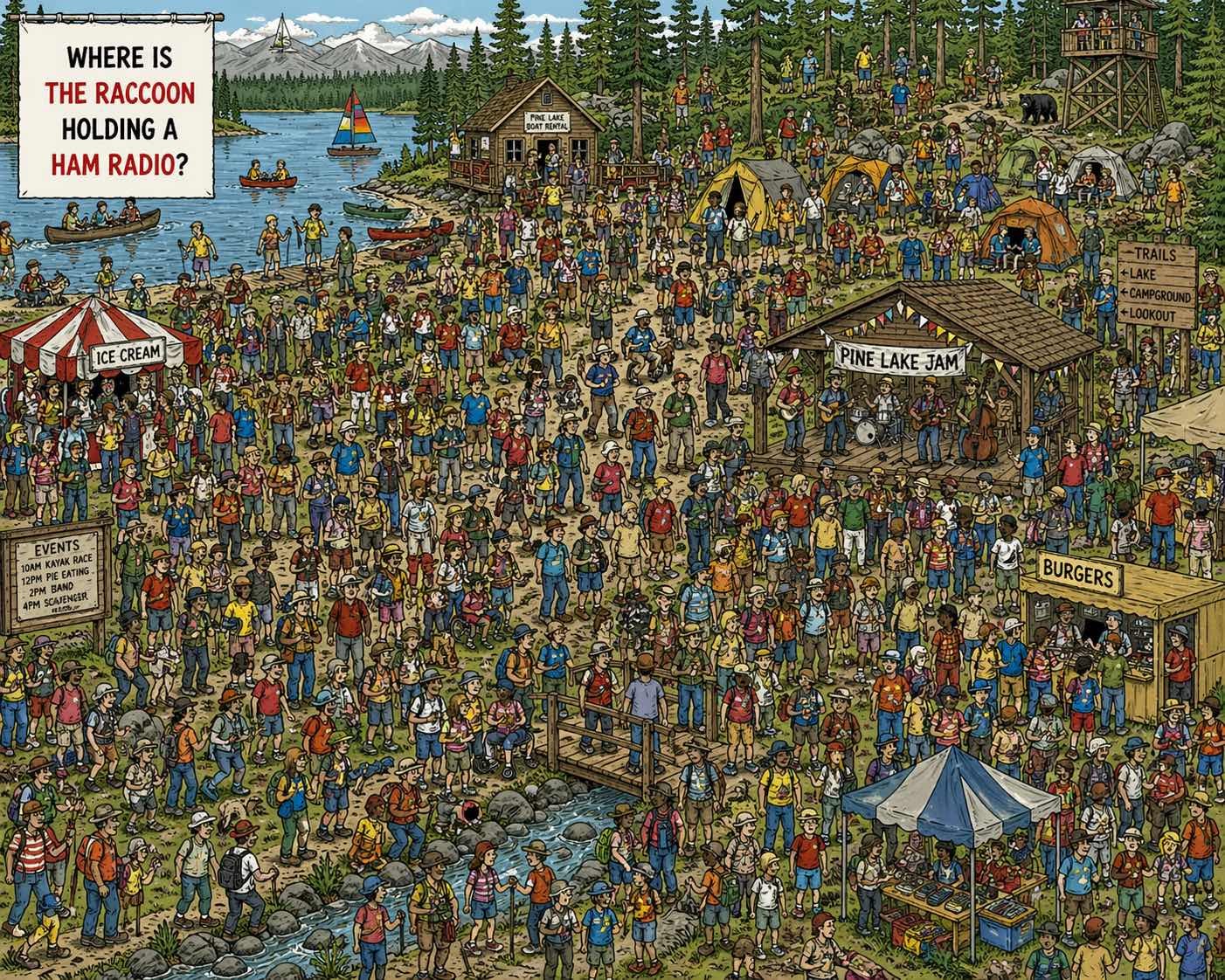 There's a lot going on, but I couldn't find a raccoon. There's a lot going on, but I couldn't find a raccoon.