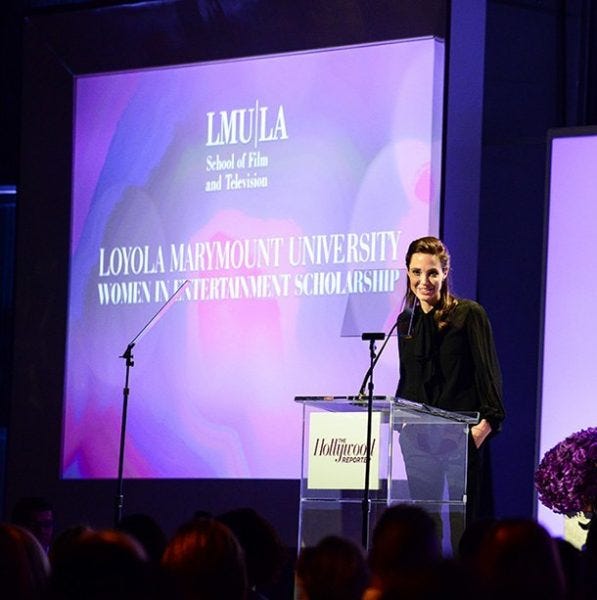 angelina jolie gives scholarships hollywood reporter event 2014 angelina jolie gives scholarships hollywood reporter event 2014