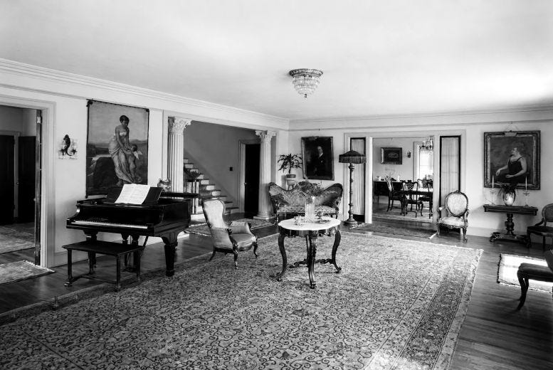 Interior of Nolan mansion in 1925. Courtesy of Miami-Dade Public Library, Romer Collection.