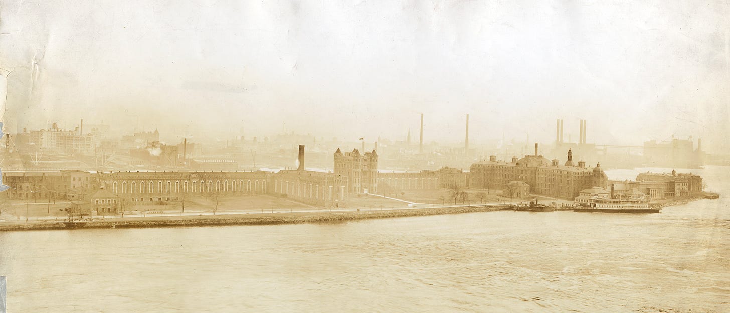 Southern half of Blackwell's Island with Riverside Hospital at southernmost tip, New York City Municipal Archives