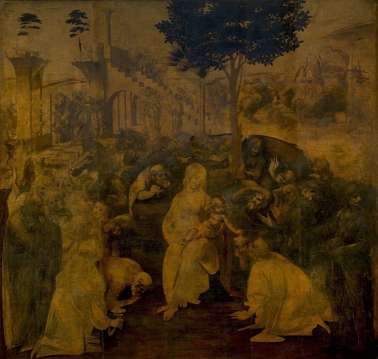 Brown underdrawing with horses Brown underdrawing with horses