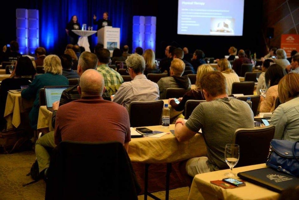 Sandy Hilton and Mark Milligan, bringing their wholeness to the table while talking about burnout and self-compassion