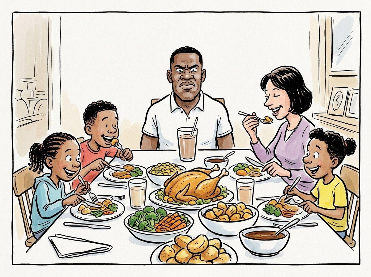 My family had Chicken. I had a bottle of Huel. I'm Fine.