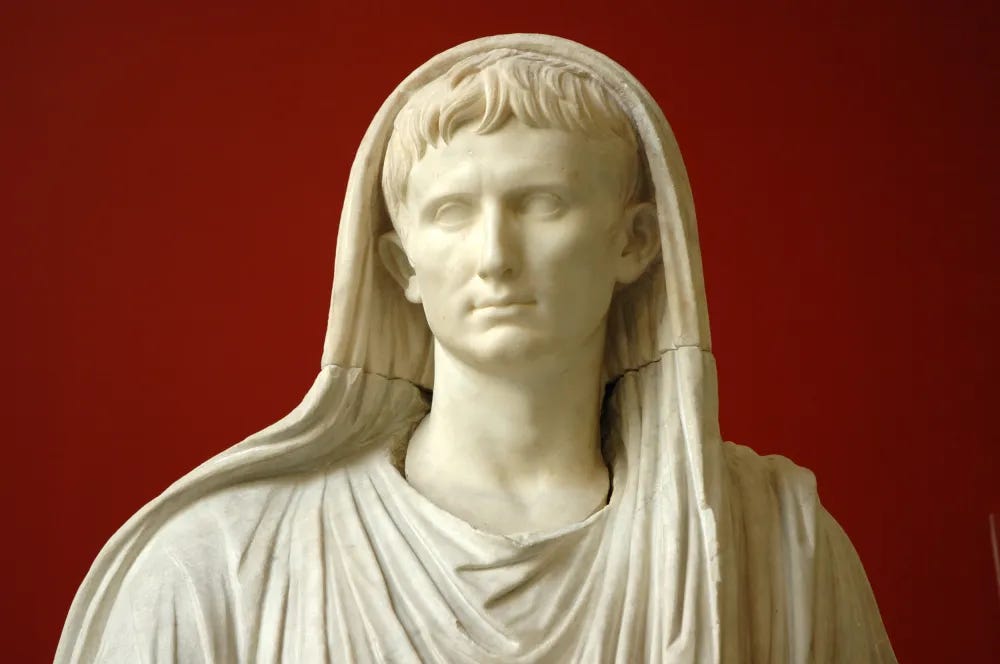 he Via Labicana Augustus portrayed as Pontifex Maximus with his head velied for a sacrifice he Via Labicana Augustus portrayed as Pontifex Maximus with his head velied for a sacrifice