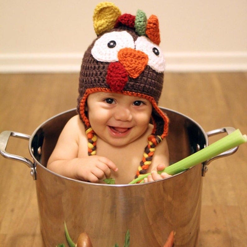 Newborn Turkey Hat Newborn Thanksgiving Hat Baby Turkey Hat image 1
