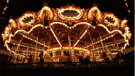 Carousel spinning around and around. 