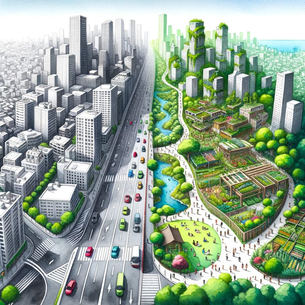 Grey vs Green City