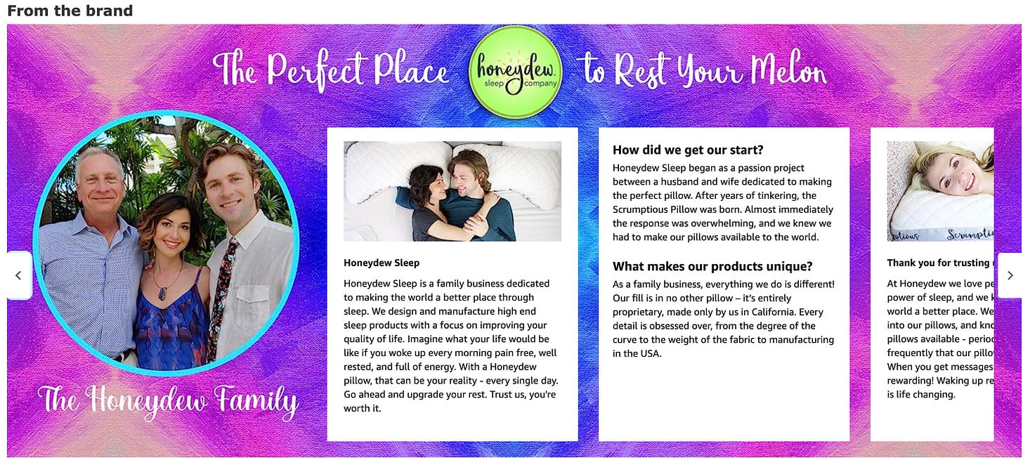 May be an image of ‎6 people and ‎text that says '‎From the brand The Perfect Place honeydew. company to Rest Your Melon How did get our start? Honeydew Sleep began Honeydew Sleep making ۔ mediately sleep. family business dedicated through Û makes Scrumptio products unique? different! ndfu llof The Honeydew Family rusting wortit. reality Trust intheUA Every degreeo manufacturing place. pillo rewarding! Waking Ûlg.‎'‎‎