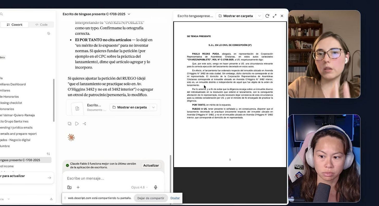 Claude Cowork showing a finished court filing draft in the preview pane, with Claude explaining which article it left out and asking Paula to confirm Claude Cowork showing a finished court filing draft in the preview pane, with Claude explaining which article it left out and asking Paula to confirm