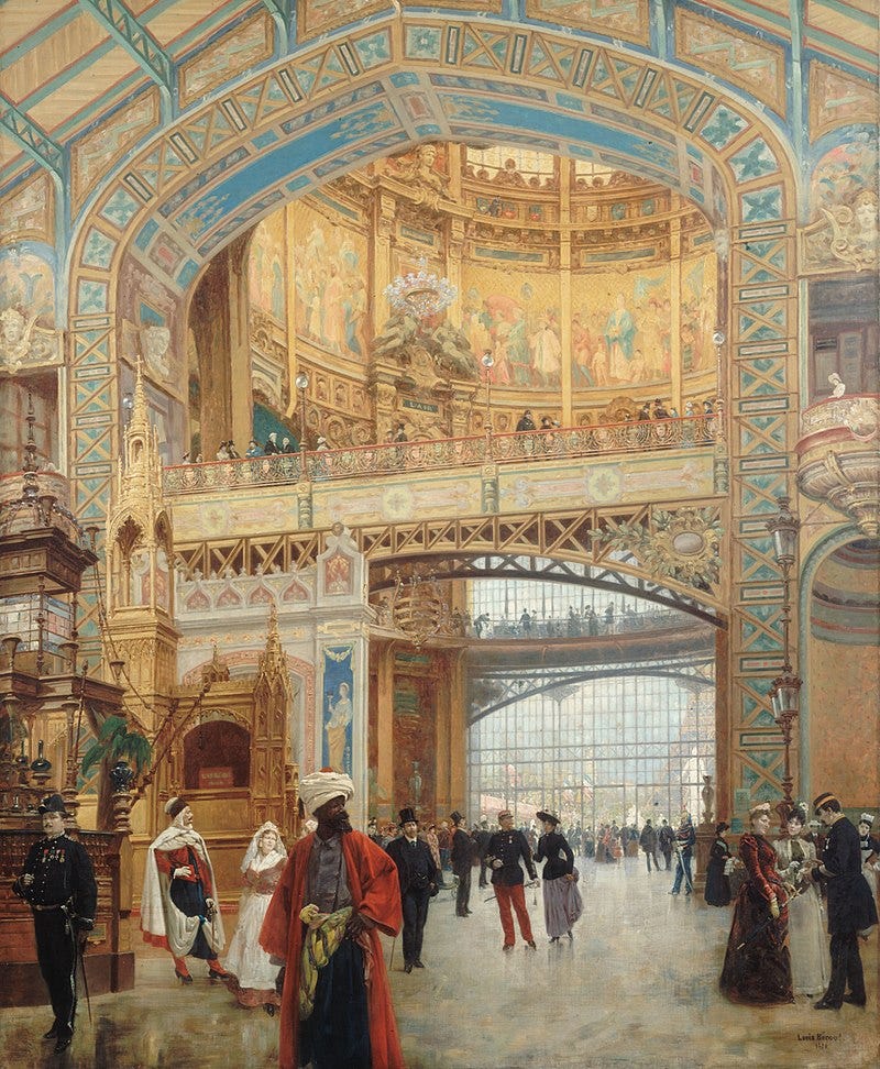 Interior of the central dome of the Galerie des machines, by Louis Béroud (1889) Interior of the central dome of the Galerie des machines, by Louis Béroud (1889)