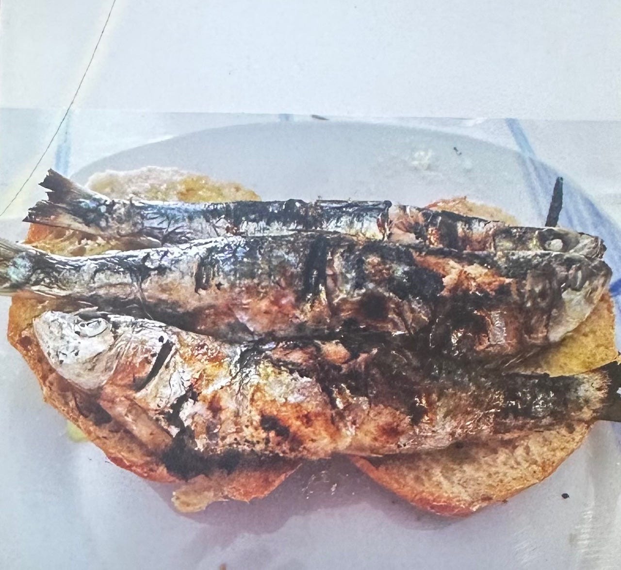 Sardines on bread.