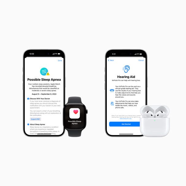 Apple 健康功能與穿戴裝置示意｜來源：Apple Newsroom