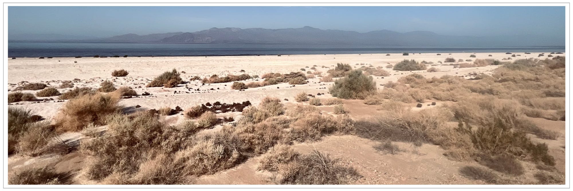morning sun, Salton Sea, haze over the water