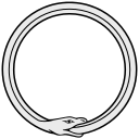 Caption: a black and white photo of a snake in a circle