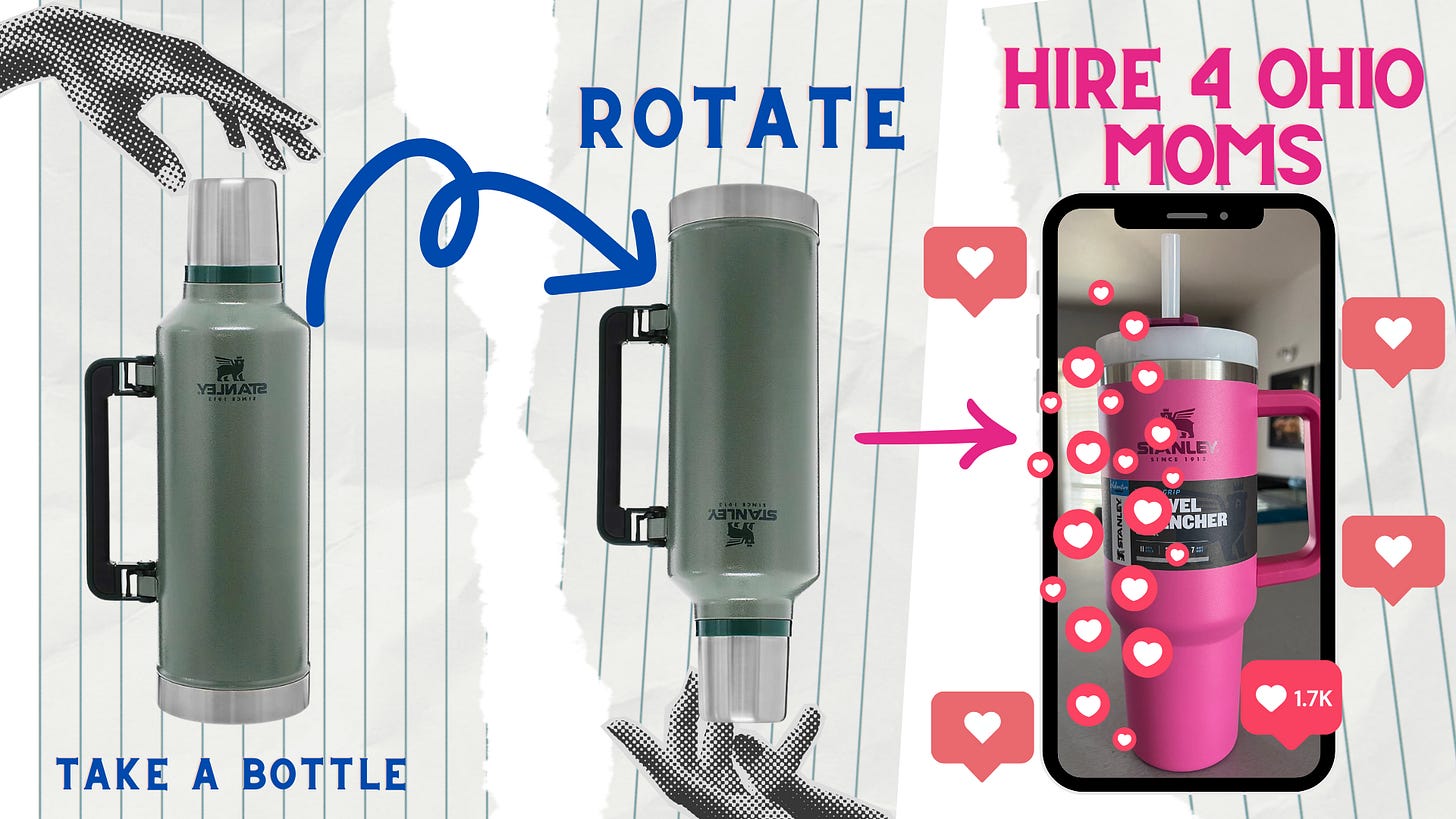 Stanley rolled out the 40-US-fluid-ounce (1,200 mL) Quencher bottle back in 2016. Picture this: they took their trusty water flask, flipped it upside down, and tweaked it just enough to fit into a car cup holder.