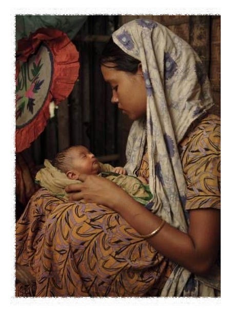 A collection of images of Mary at the manger: 1. Albin Egger-Lienz; 2. Sandra Bierman;