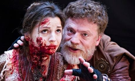 Flora Spencer-Longhurst and William Houston in Titus Andronicus at Shakespeare's Globe, London Flora Spencer-Longhurst and William Houston in Titus Andronicus at Shakespeare's Globe, London