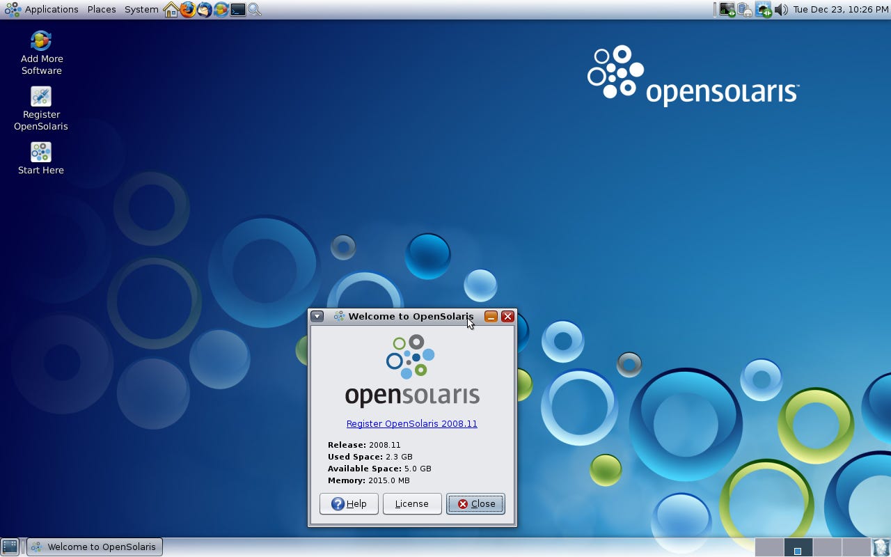 OpenSolaris Desktop Screenshot OpenSolaris Desktop Screenshot