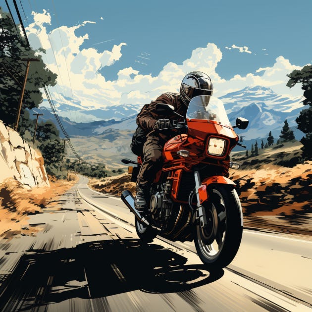 motorcyclist on country road