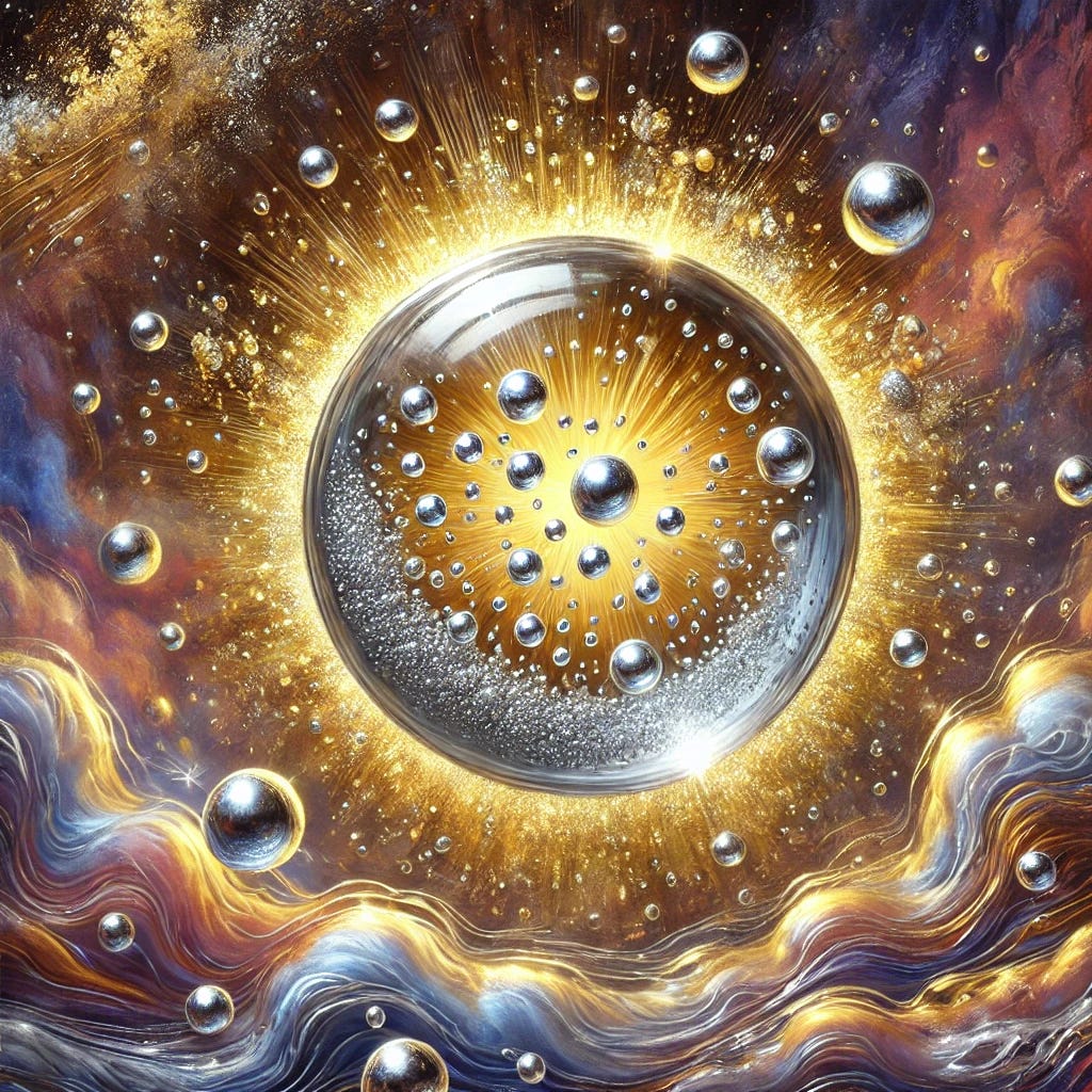 An oil painting-style abstract representation of colloidal silver. The image features a golden-hued, liquid-like silver surface with reflective light and microscopically detailed particles suspended within. Surrounding the central silver area are soft, glowing waves of blue and white, symbolizing its antimicrobial and healing properties. The backdrop includes deep violet and brown tones, suggesting a protective and historical essence. The strokes are bold and expressive, with a shimmering and radiant texture that highlights the purity and versatility of colloidal silver. An oil painting-style abstract representation of colloidal silver. The image features a golden-hued, liquid-like silver surface with reflective light and microscopically detailed particles suspended within. Surrounding the central silver area are soft, glowing waves of blue and white, symbolizing its antimicrobial and healing properties. The backdrop includes deep violet and brown tones, suggesting a protective and historical essence. The strokes are bold and expressive, with a shimmering and radiant texture that highlights the purity and versatility of colloidal silver.