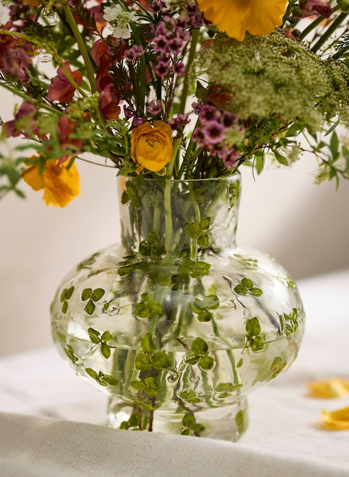 Pressed Floral Footed Vase