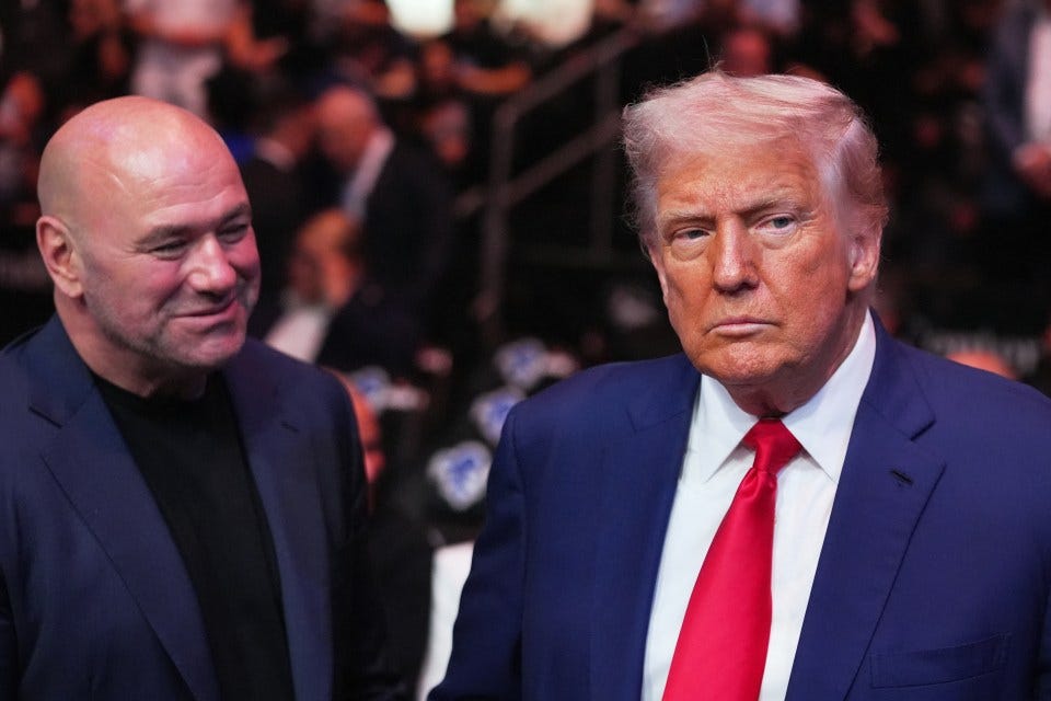 Donald Trump and Dana White at a UFC event.
