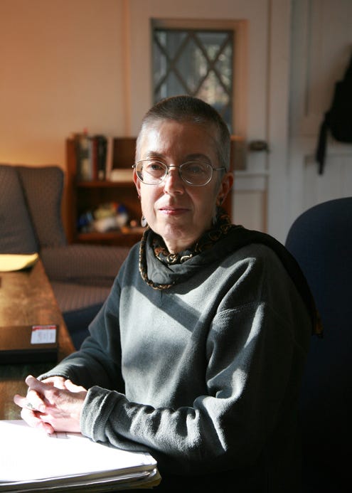 Poet Jan Clausen's portrait and image of her book cover