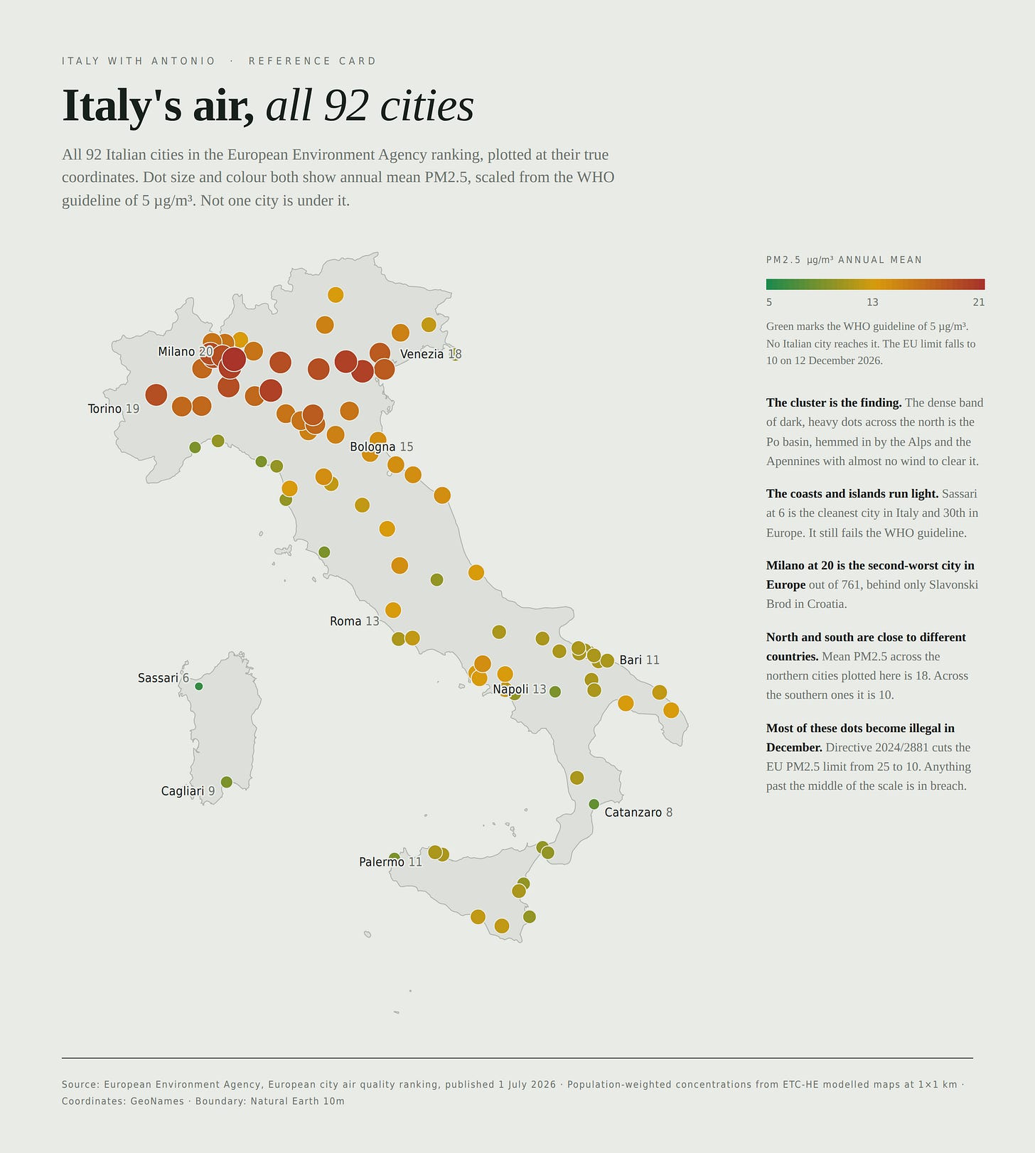 Italy's air quality on the map