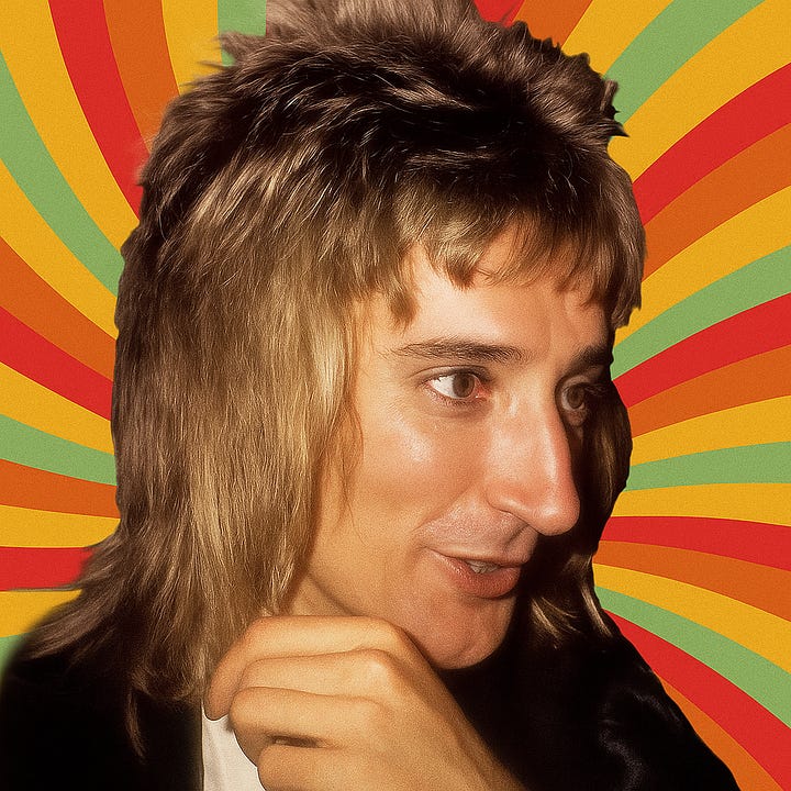 Rod Stewart and Billy Ray Cyrus wearing mullets.