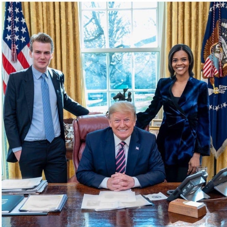 George Farmer and Candace Owens are fans of former president Donald Trump. Photos: @realcandaceowens/Instagram George Farmer and Candace Owens are fans of former president Donald Trump. Photos: @realcandaceowens/Instagram